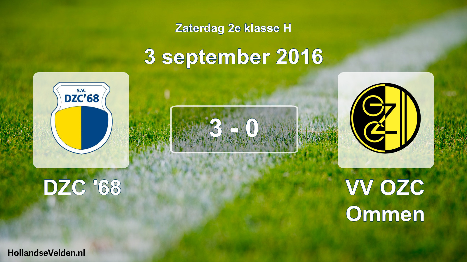 Total number of matches played: DZC '68 - VV OZC Ommen 3 - 0 (3 September 2016)