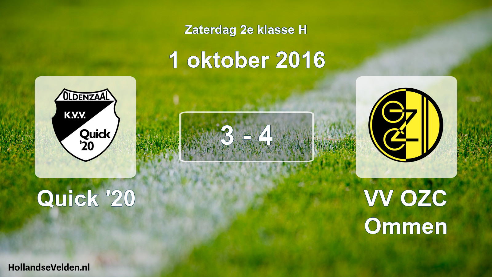 Total number of matches played: Quick '20 - VV OZC Ommen 3 - 4 (1 October 2016)