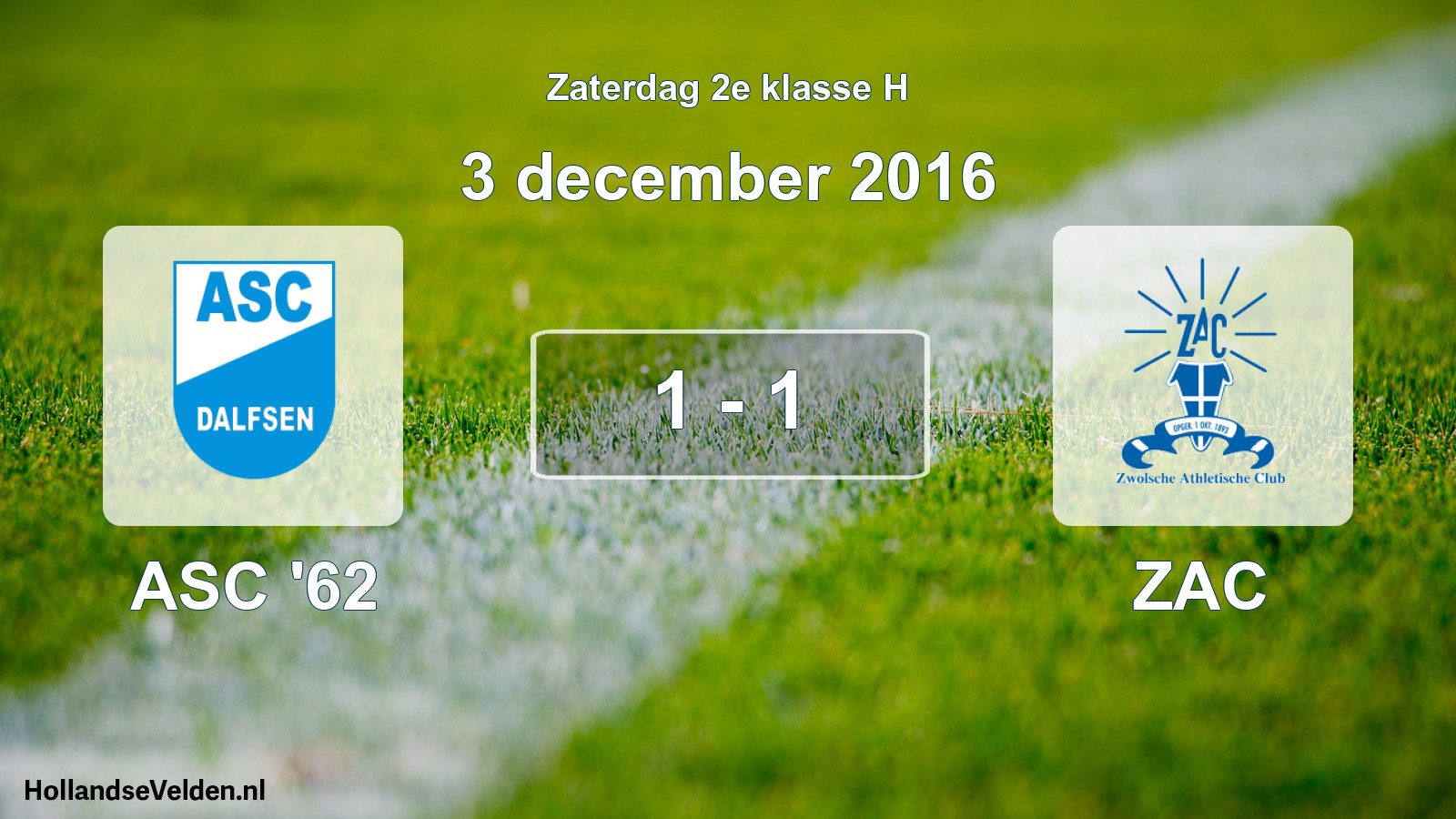Total number of matches played: ASC '62 - ZAC 1 - 1 (3 December 2016)