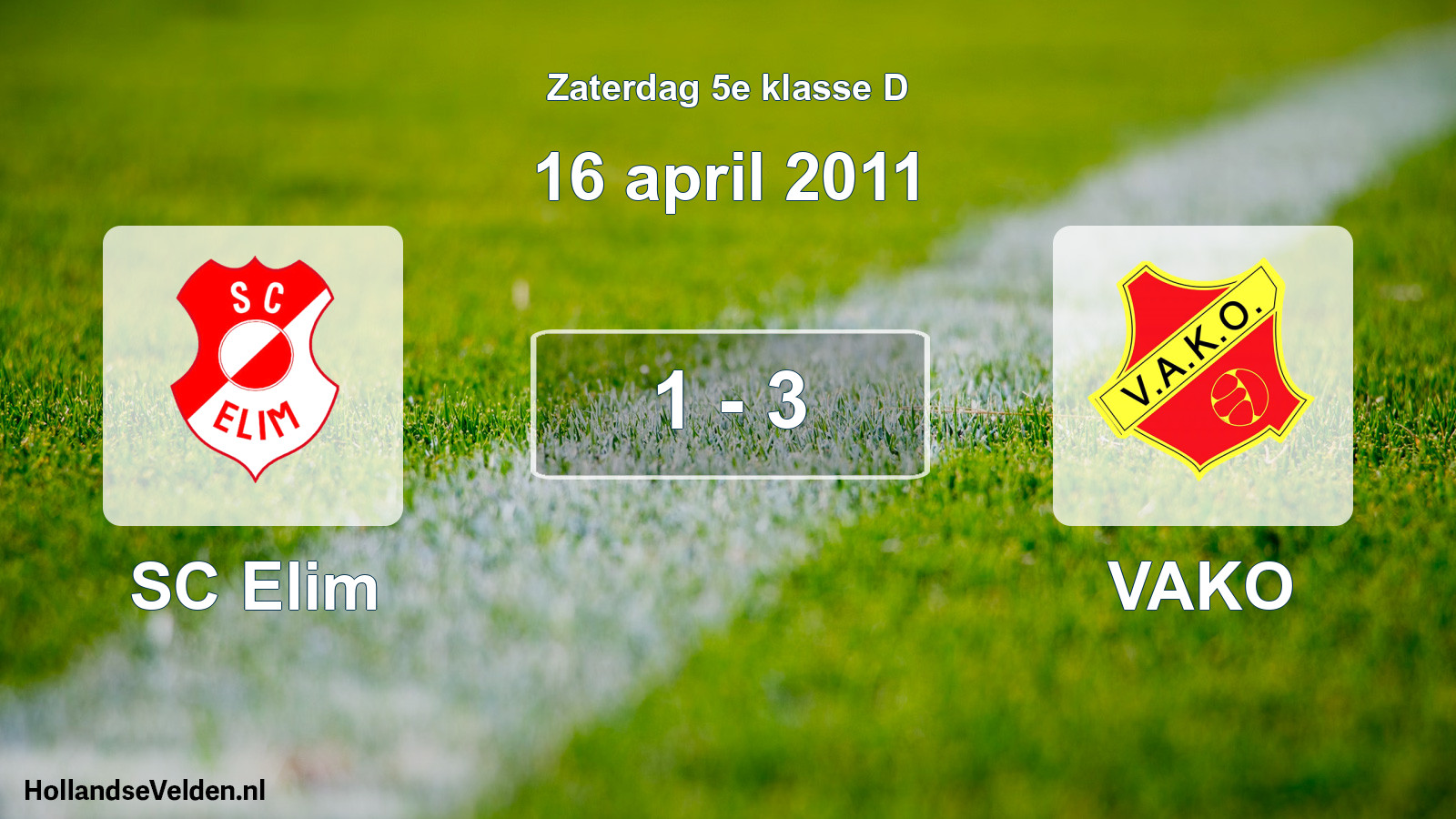 Total number of matches played: SC Elim - VAKO 1 - 3 (16 April 2011)