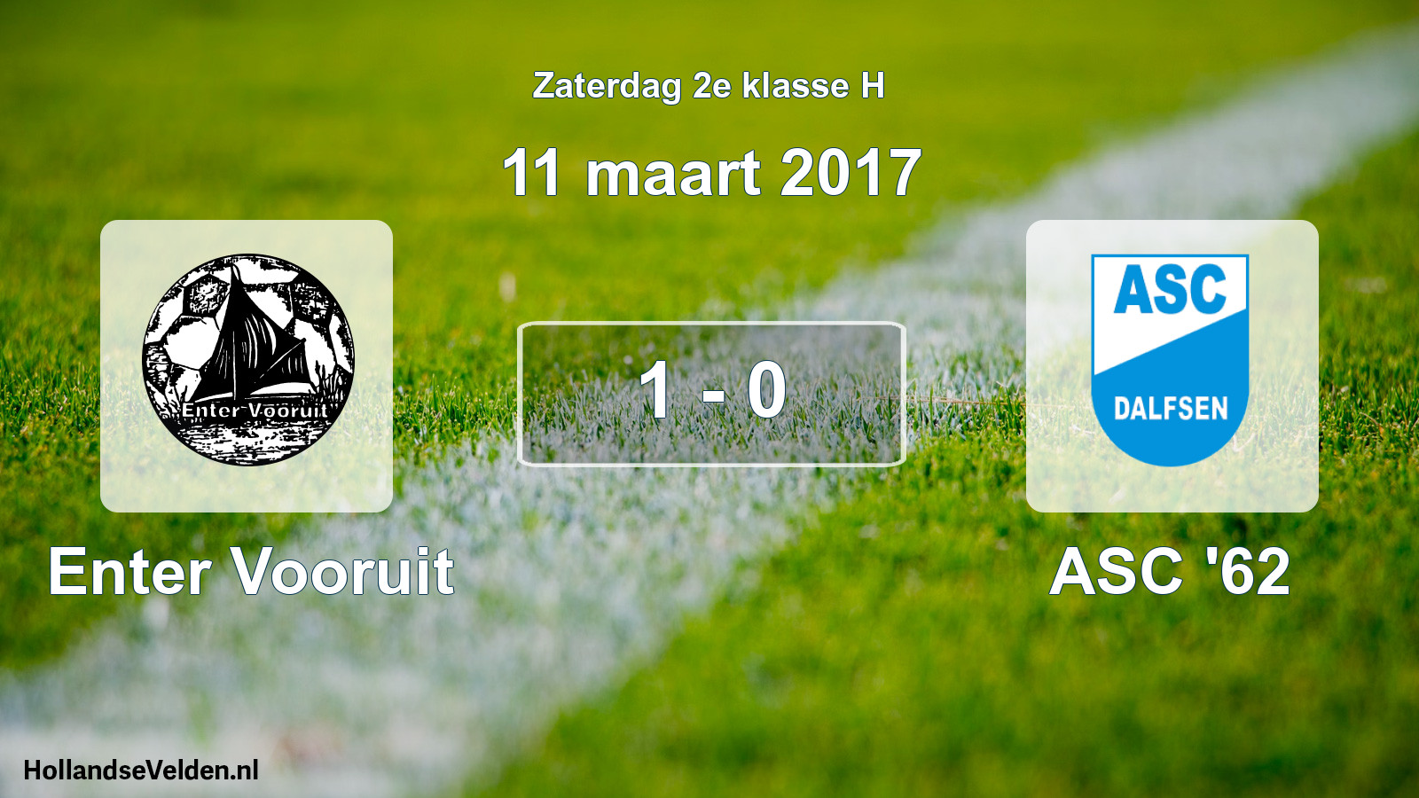 Total number of matches played: Enter Vooruit - ASC '62 1 - 0 (11 March 2017)