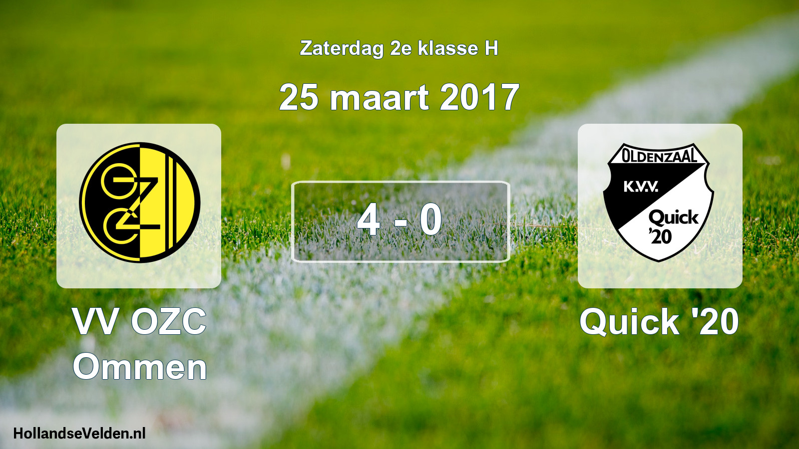 Total number of matches played: VV OZC Ommen - Quick '20 4 - 0 (25 March 2017)