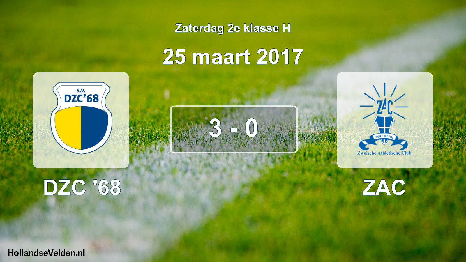 Total number of matches played: DZC '68 - ZAC 3 - 0 (25 March 2017)