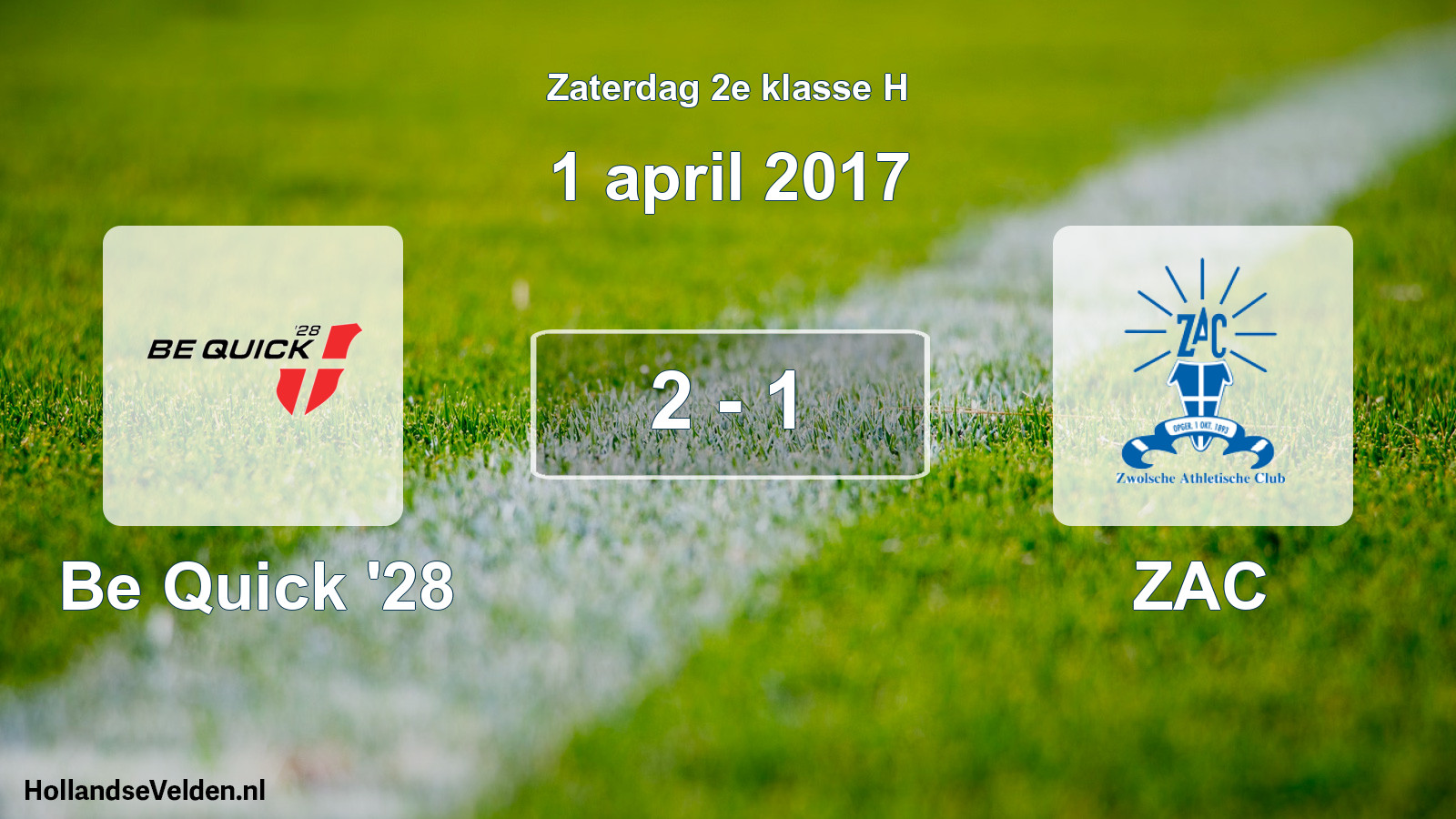 Total number of matches played: Be Quick '28 - ZAC 2 - 1 (1 April 2017)