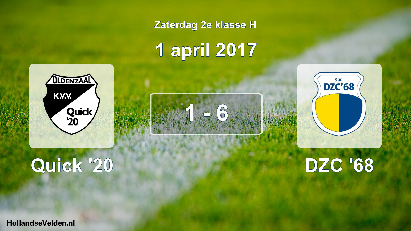 Total number of matches played: Quick '20 - DZC '68 1 - 6 (1 April 2017)