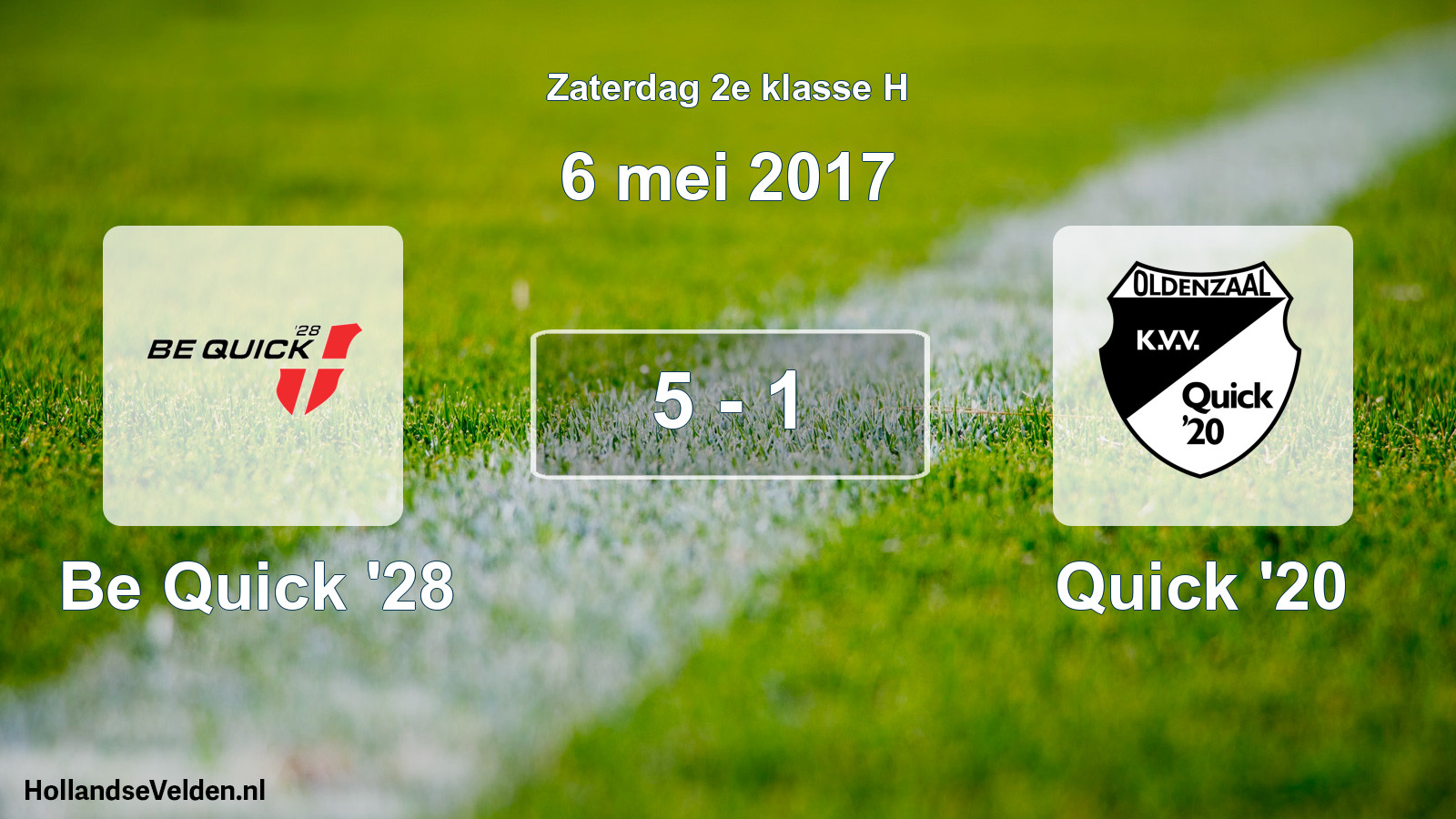 Total number of matches played: Be Quick '28 - Quick '20 5 - 1 (6 May 2017)