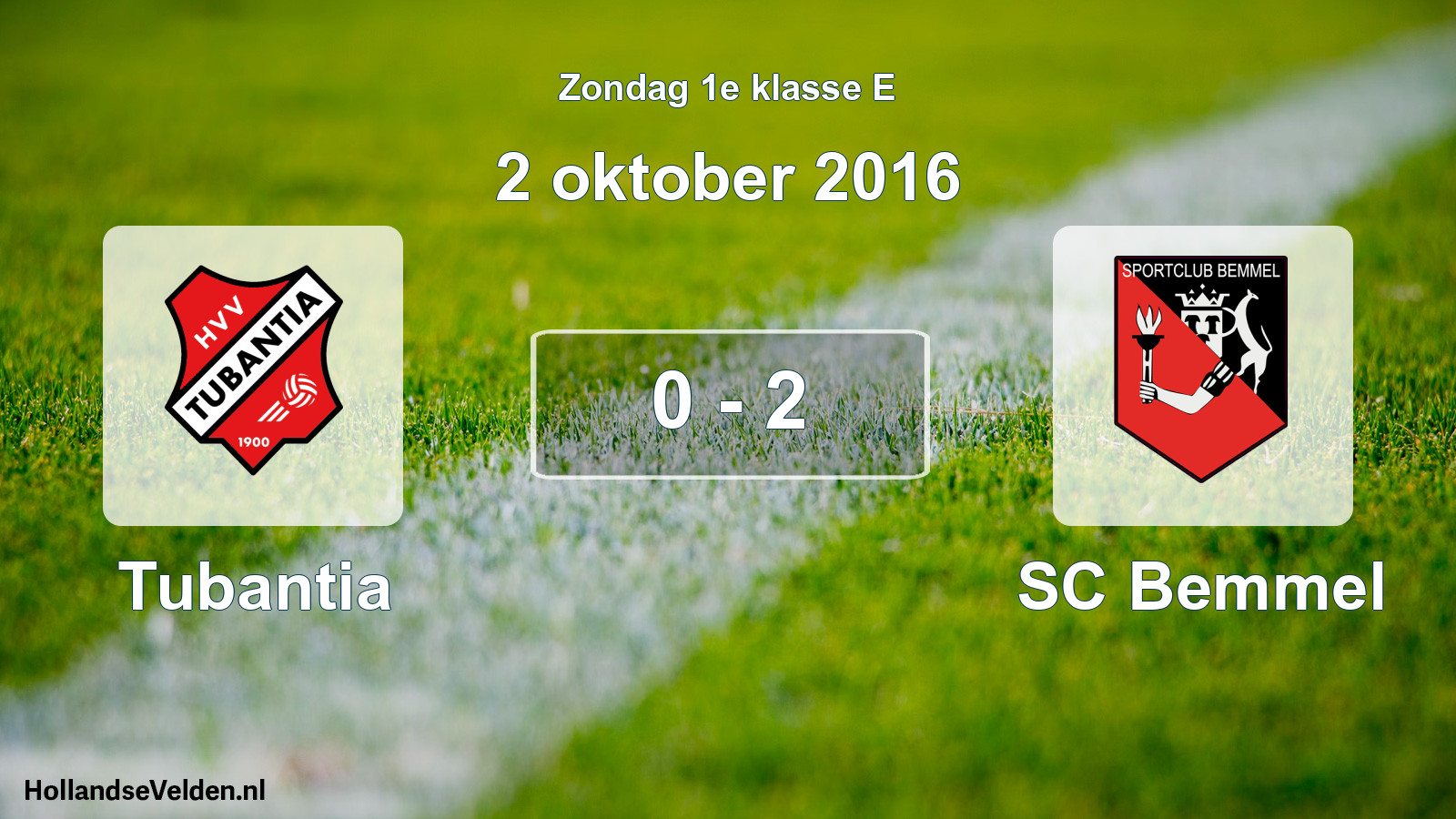 Total number of matches played: Tubantia - SC Bemmel 0 - 2 (2 October 2016)