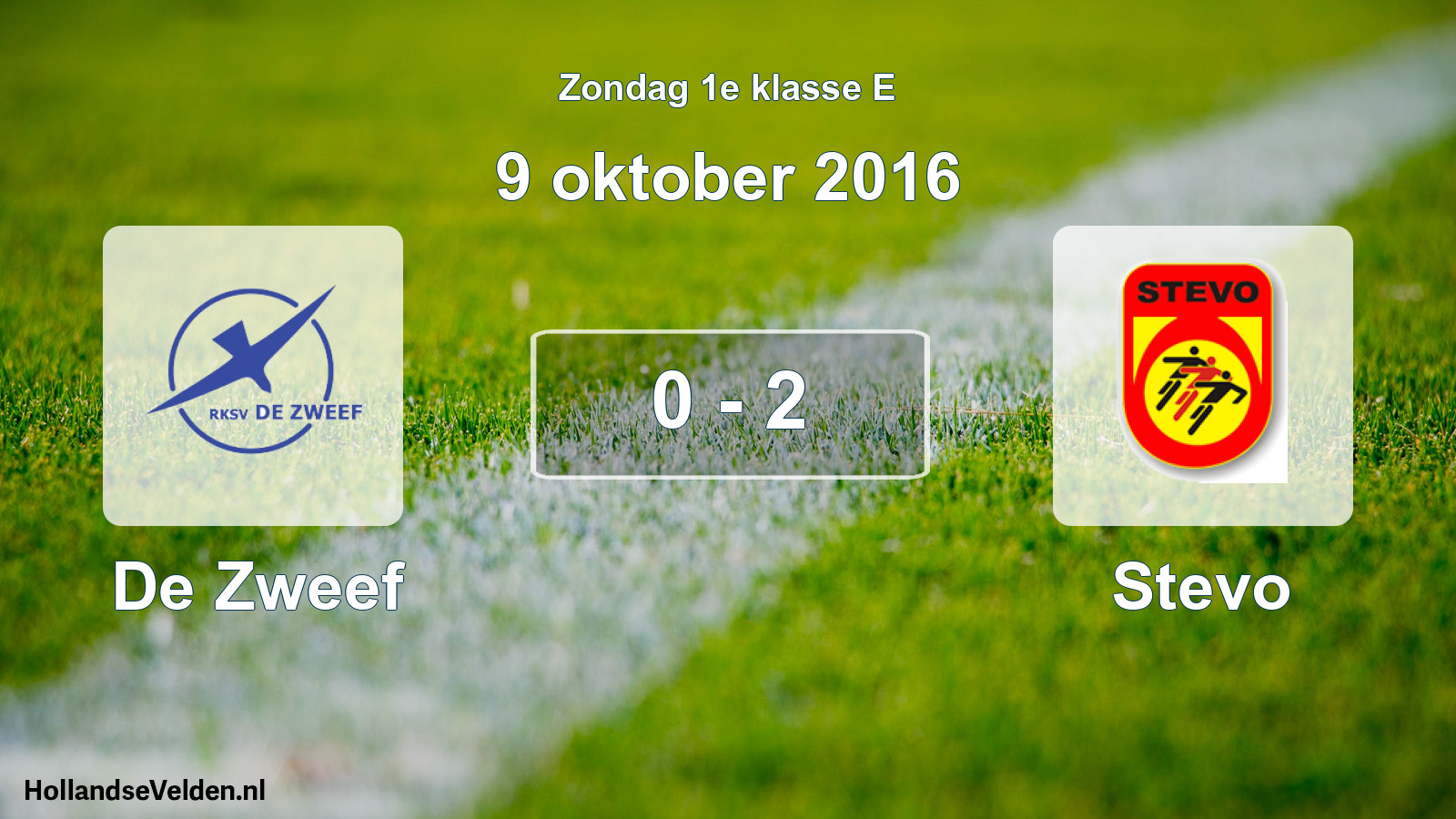 Total number of matches played: De Zweef - Stevo 0 - 2 (9 October 2016)