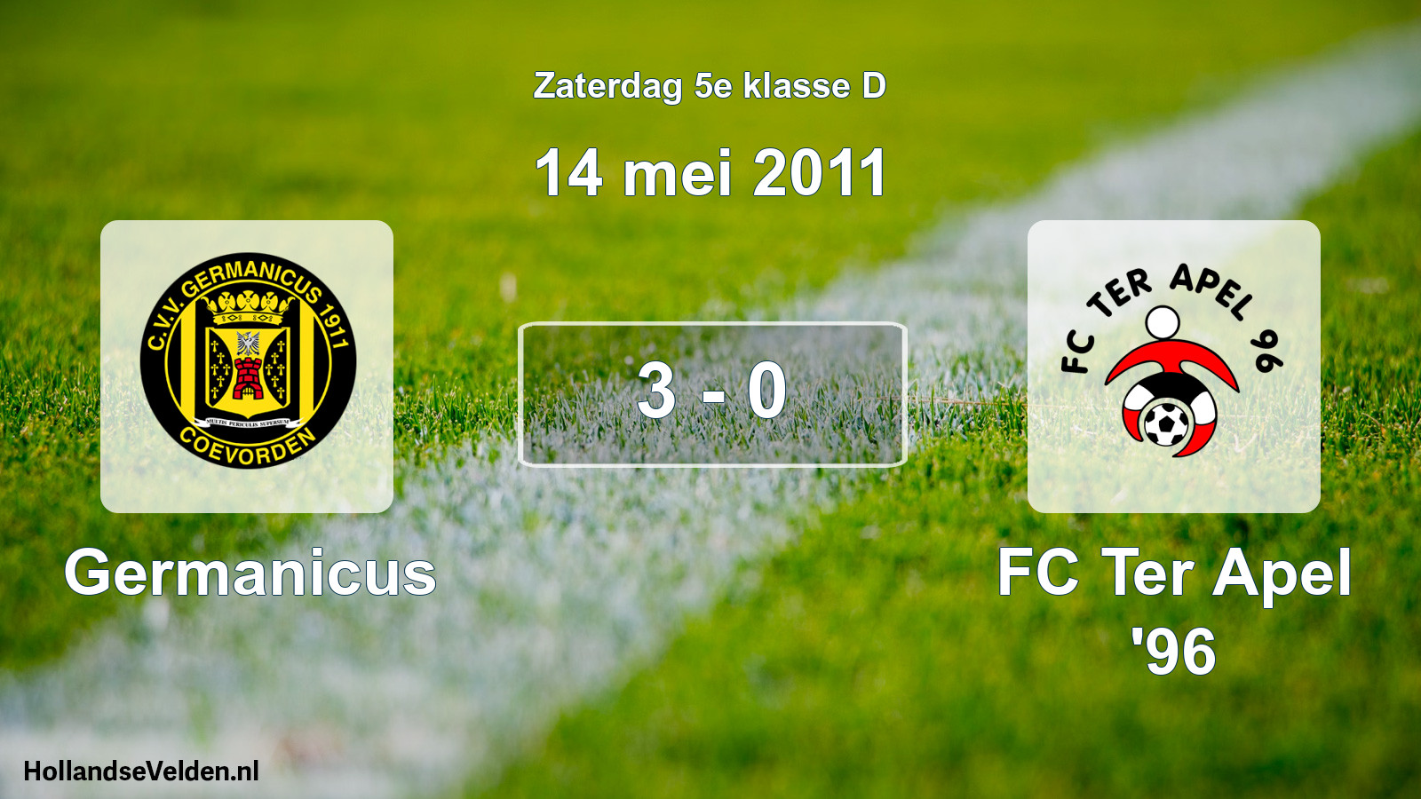Total number of matches played: Germanicus - FC Ter Apel '96 3 - 0 (14 May 2011)