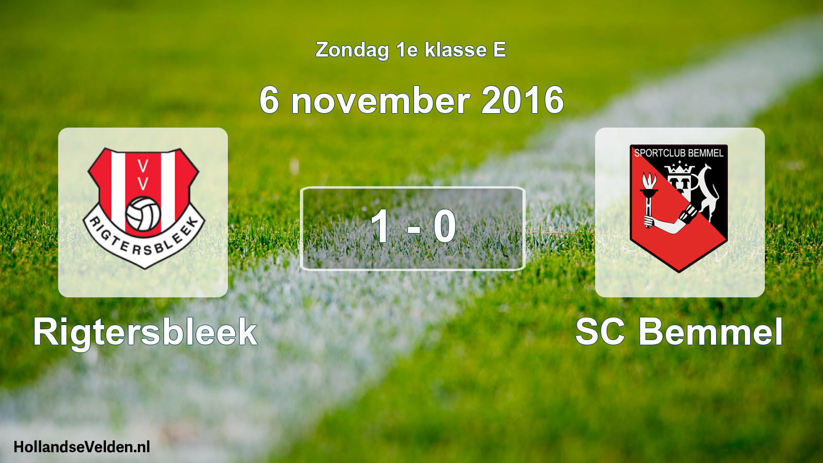 Total number of matches played: Rigtersbleek - SC Bemmel 1 - 0 (6 November 2016)