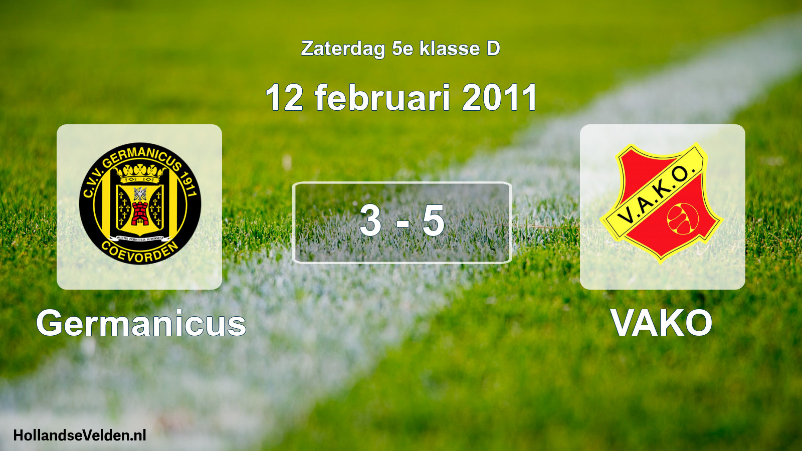 Total number of matches played: Germanicus - VAKO 3 - 5 (12 February 2011)