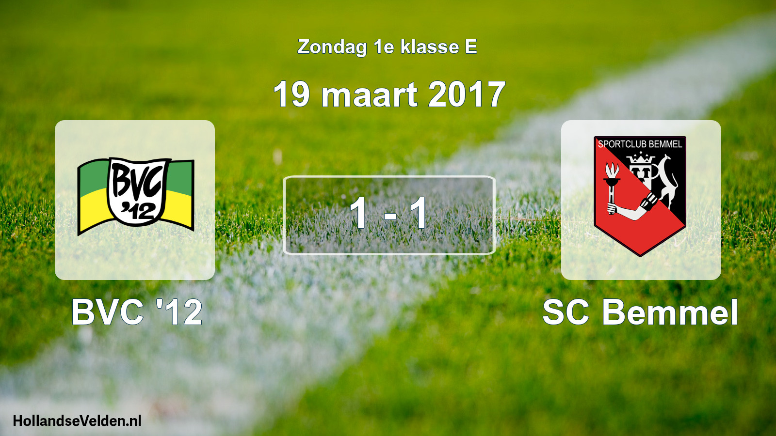 Total number of matches played: BVC '12 - SC Bemmel 1 - 1 (19 March 2017)