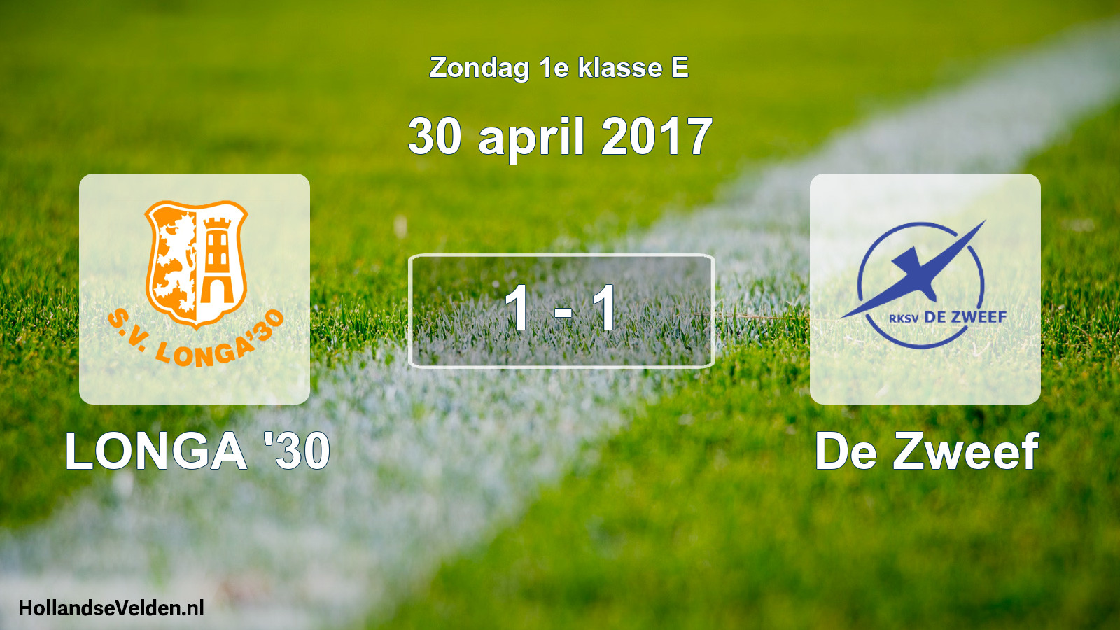 Total number of matches played: LONGA '30 - De Zweef 1 - 1 (30 April 2017)
