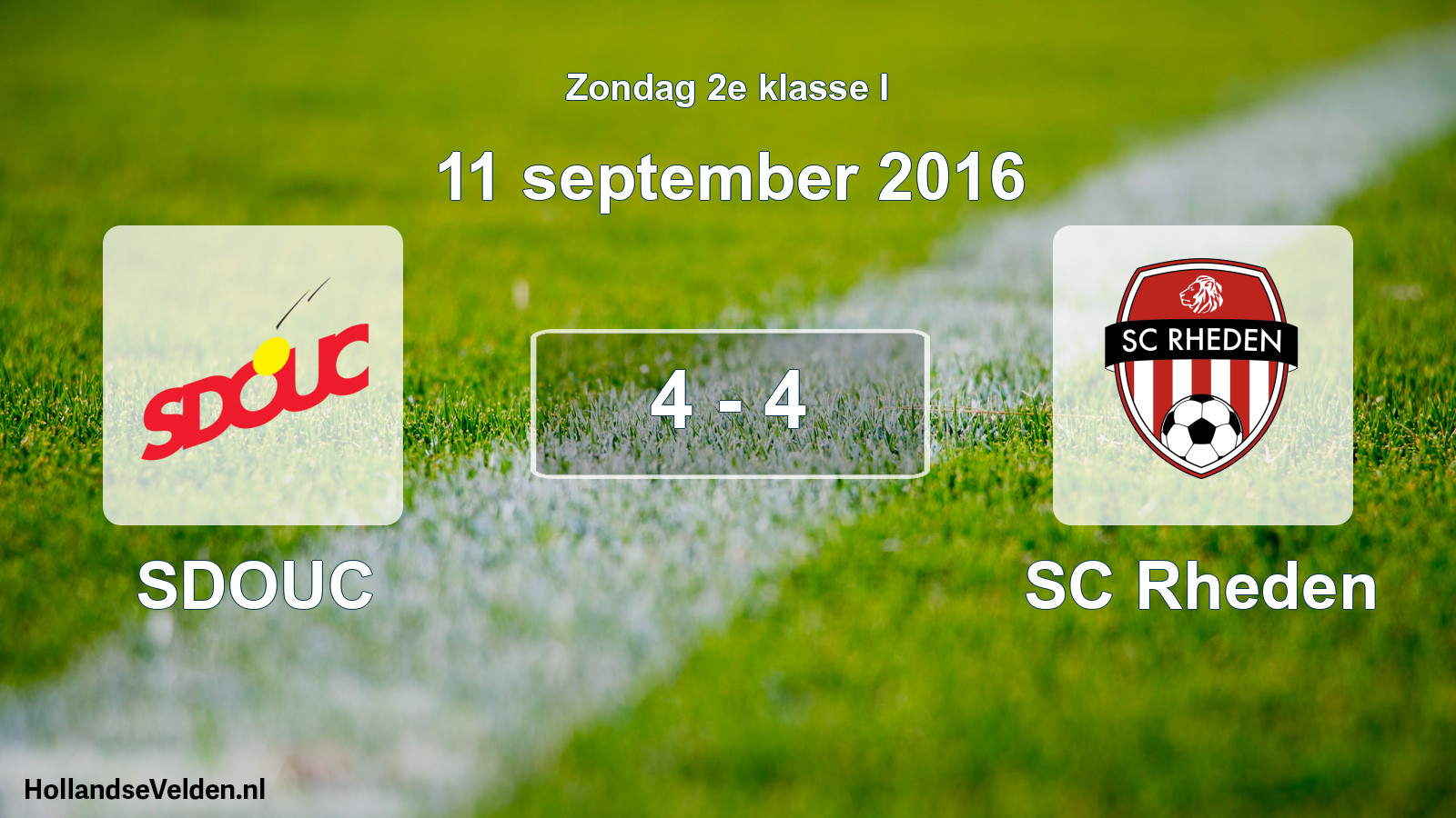 Total number of matches played: SDOUC - SC Rheden 4 - 4 (11 September 2016)