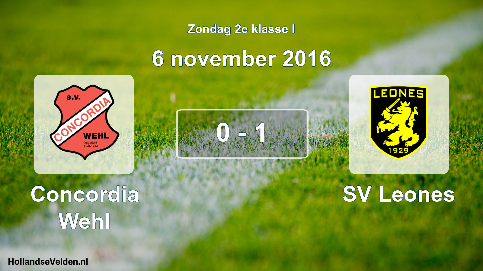 Total number of matches played: Concordia Wehl - SV Leones 0 - 1 (6 November 2016)
