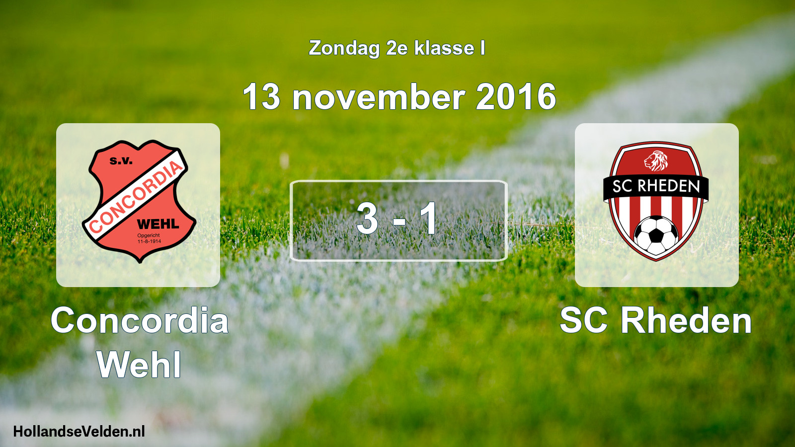 Total number of matches played: Concordia Wehl - SC Rheden 3 - 1 (13 November 2016)
