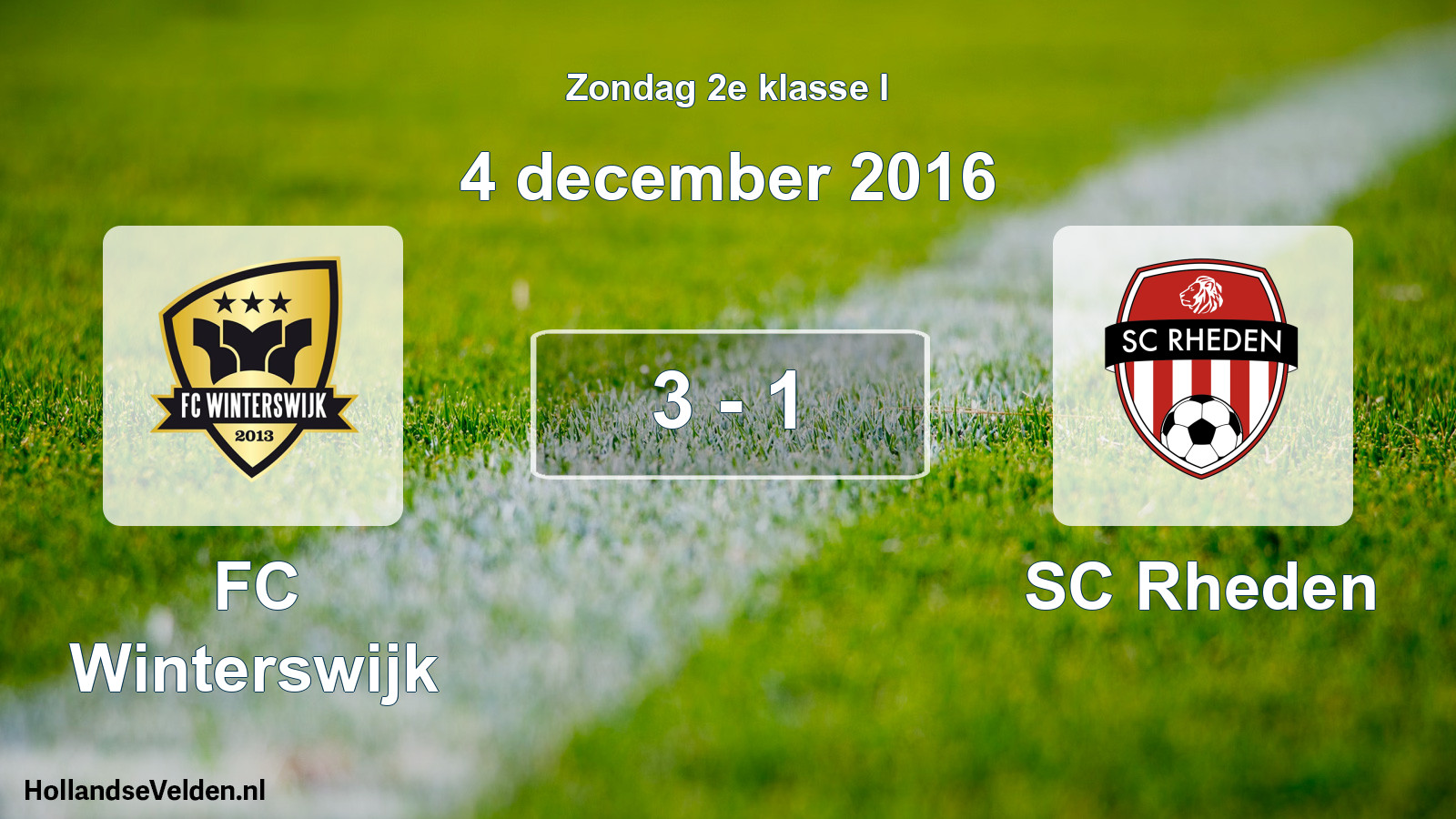 Total number of matches played: FC Winterswijk - SC Rheden 3 - 1 (4 December 2016)