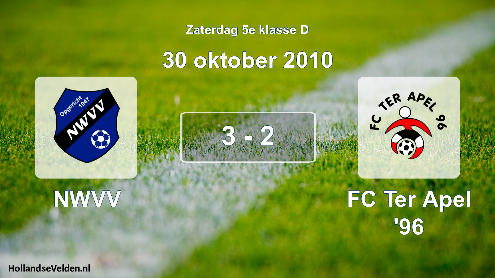 Total number of matches played: NWVV - FC Ter Apel '96 3 - 2 (30 October 2010)