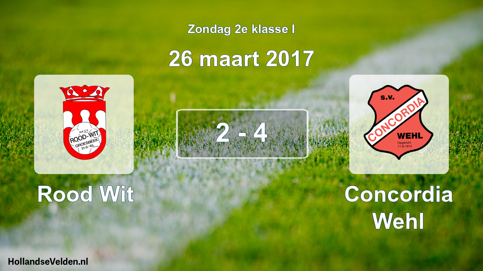 Total number of matches played: Rood Wit - Concordia Wehl 2 - 4 (26 March 2017)