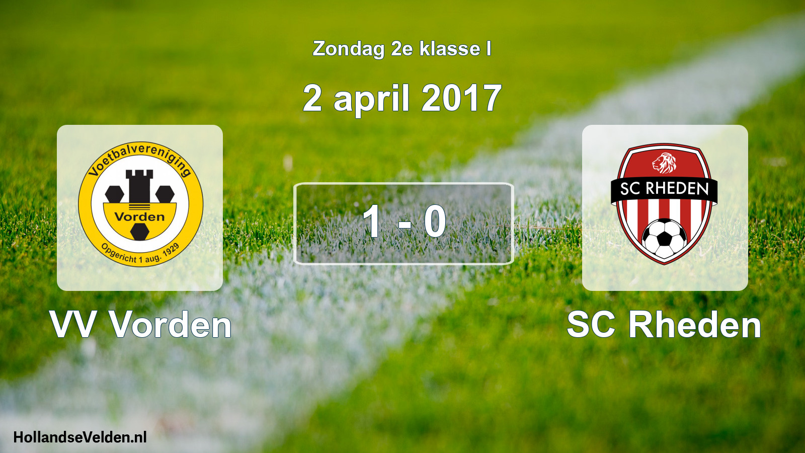 Total number of matches played: VV Vorden - SC Rheden 1 - 0 (2 April 2017)
