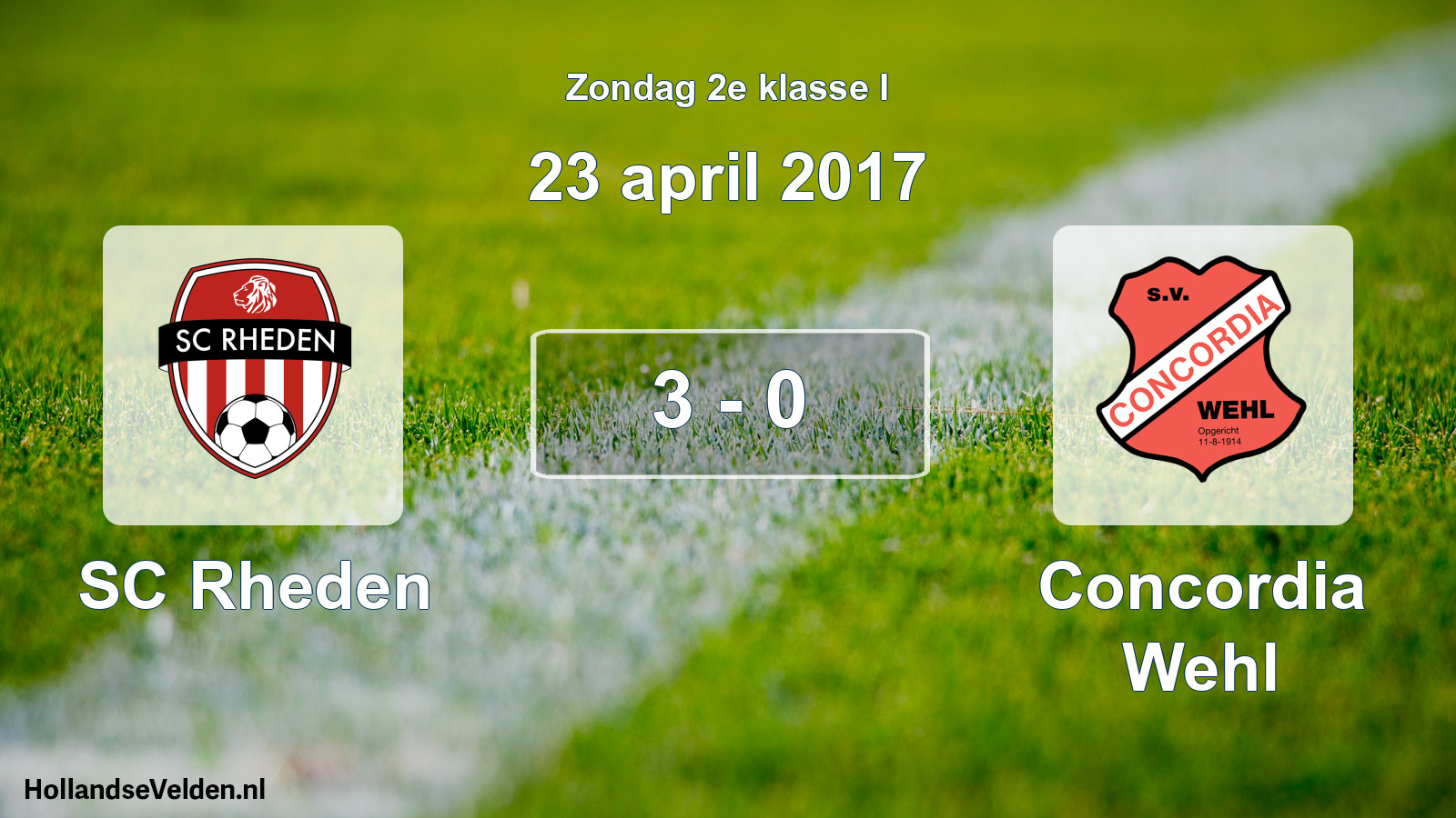 Total number of matches played: SC Rheden - Concordia Wehl 3 - 0 (23 April 2017)