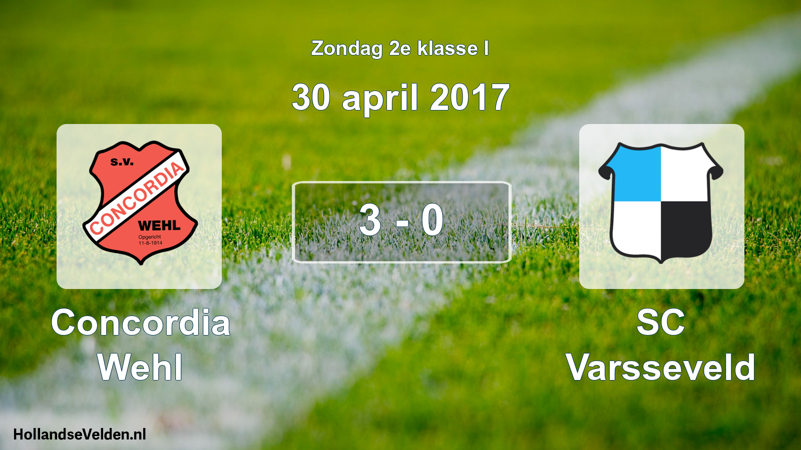 Total number of matches played: Concordia Wehl - SC Varsseveld 3 - 0 (30 April 2017)