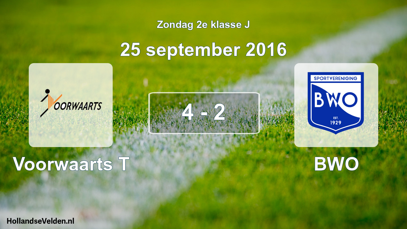 Total number of matches played: Voorwaarts T - BWO 4 - 2 (25 September 2016)