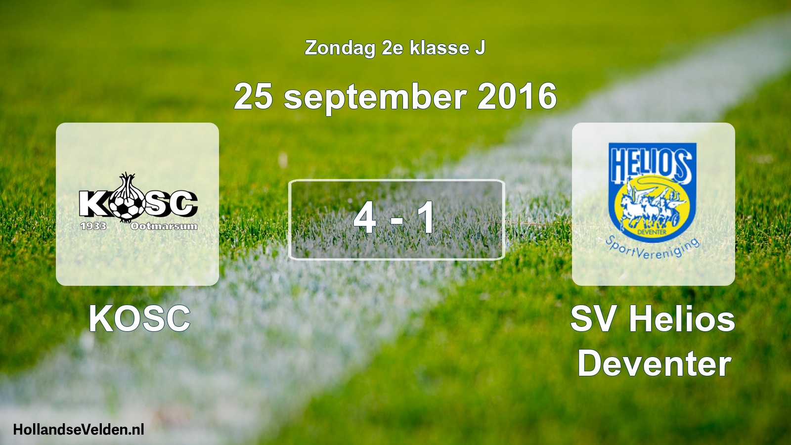 Total number of matches played: KOSC - SV Helios Deventer 4 - 1 (25 September 2016)