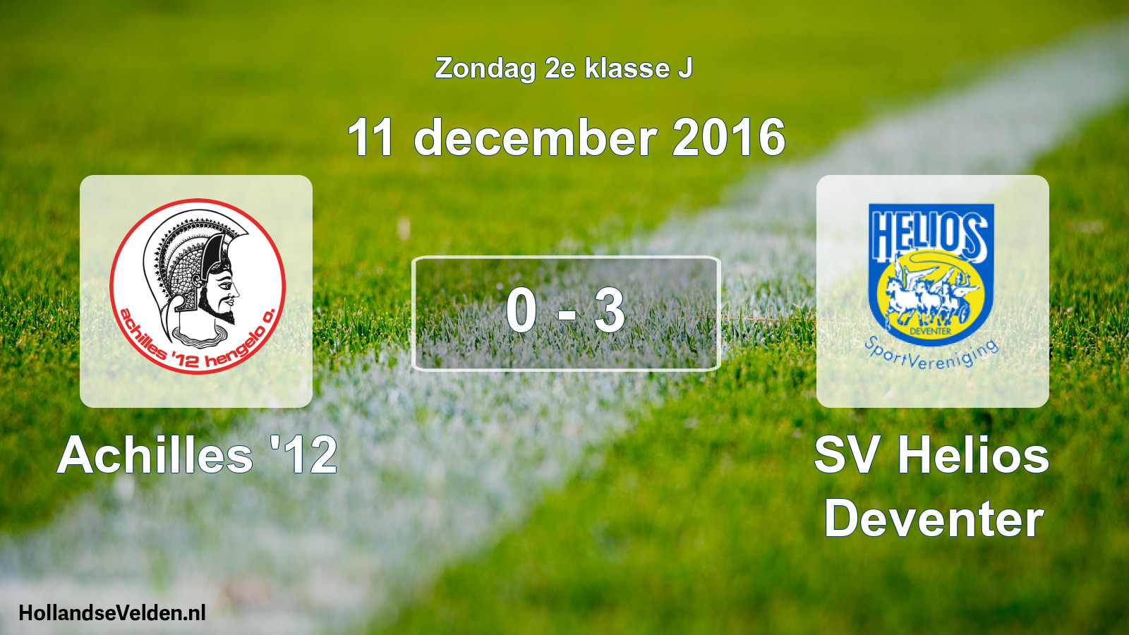 Total number of matches played: Achilles '12 - SV Helios Deventer 0 - 3 (11 December 2016)