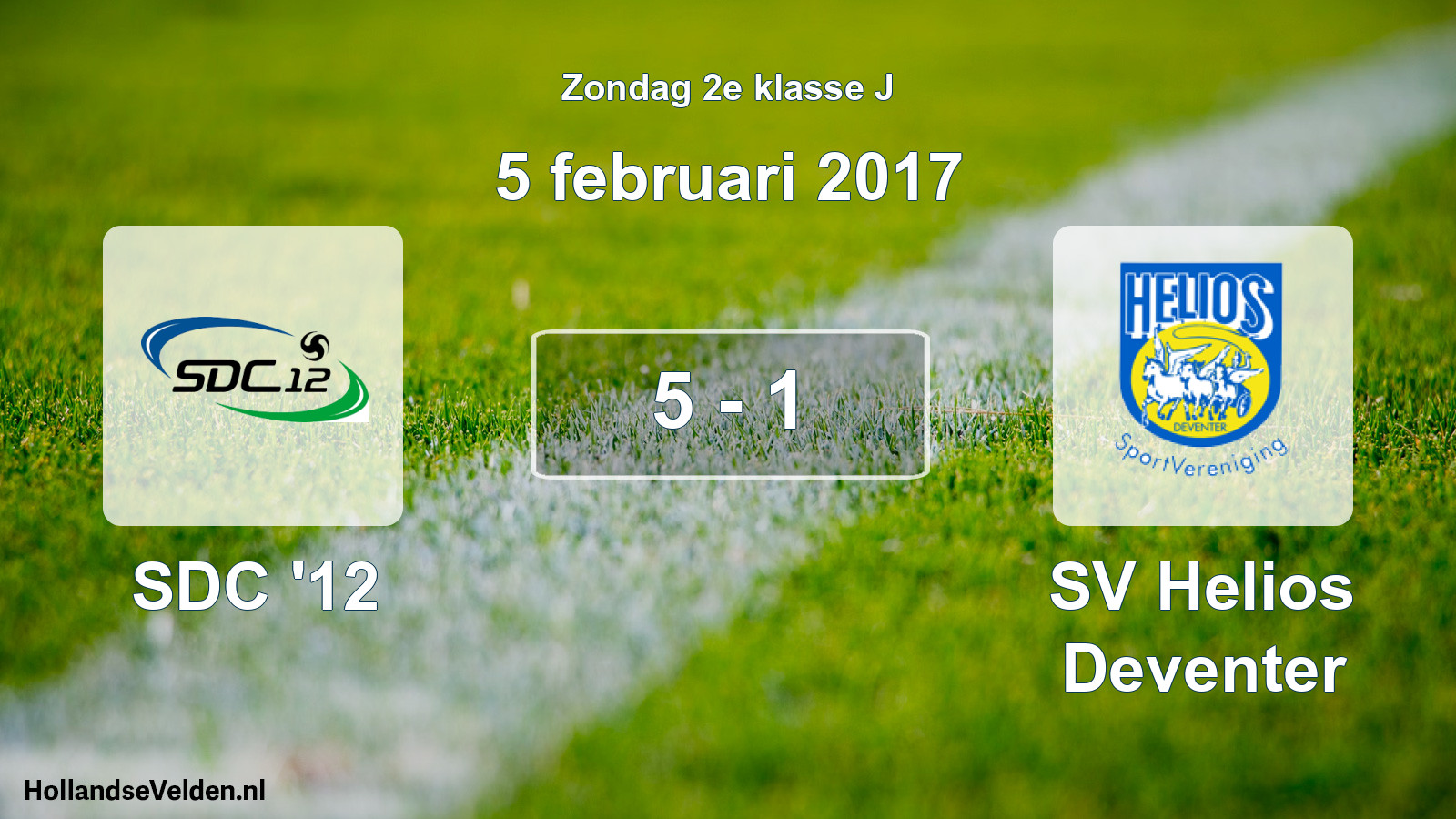 Total number of matches played: SDC '12 - SV Helios Deventer 5 - 1 (5 February 2017)