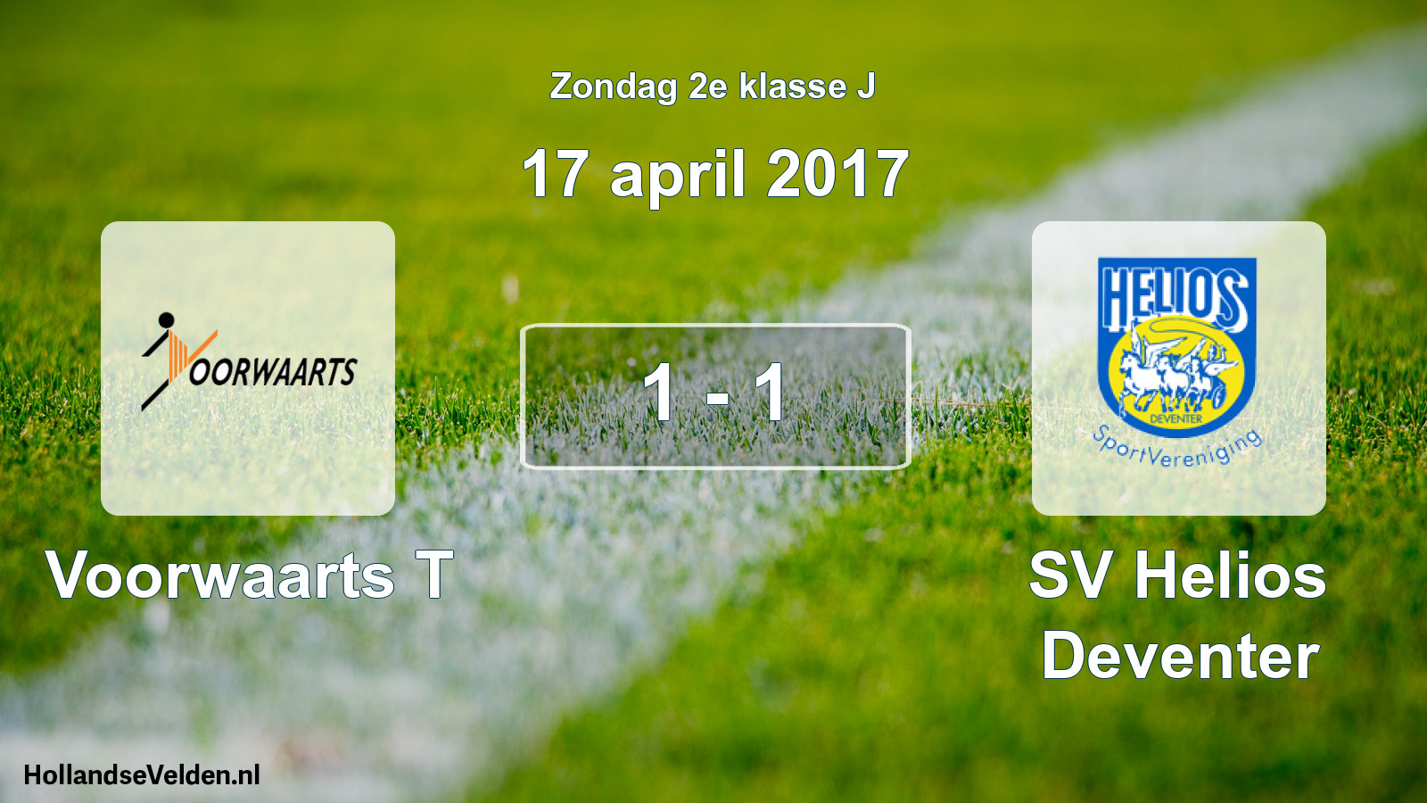 Total number of matches played: Voorwaarts T - SV Helios Deventer 1 - 1 (17 April 2017)