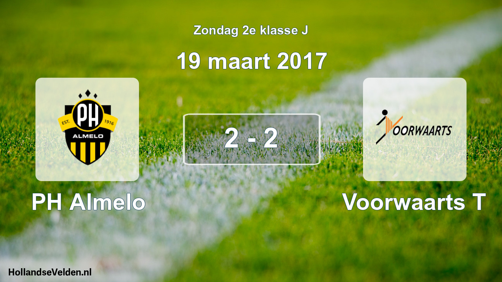 Total number of matches played: PH Almelo - Voorwaarts T 2 - 2 (19 March 2017)