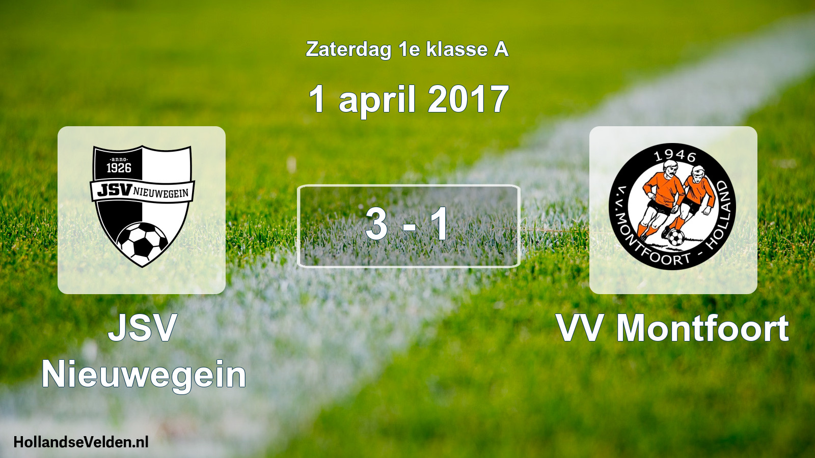 Total number of matches played: JSV Nieuwegein - VV Montfoort 3 - 1 (1 April 2017)