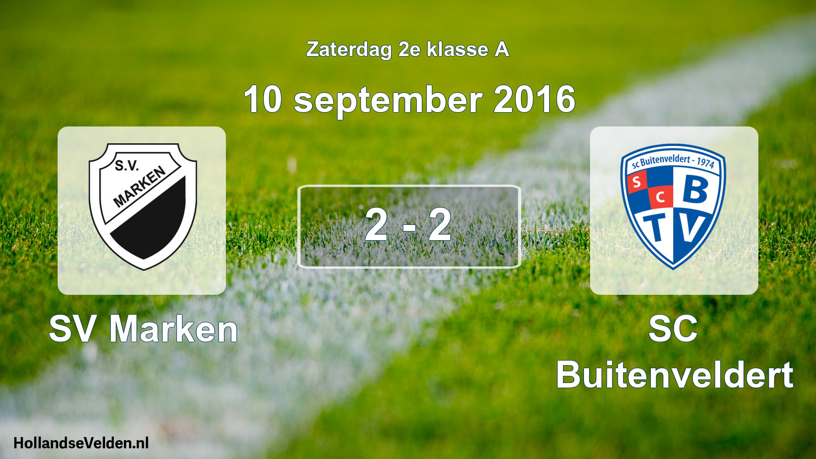Total number of matches played: SV Marken - SC Buitenveldert 2 - 2 (10 September 2016)