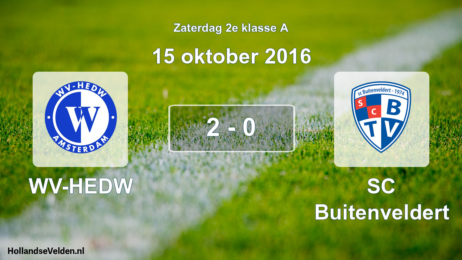 Total number of matches played: WV-HEDW - SC Buitenveldert 2 - 0 (15 October 2016)
