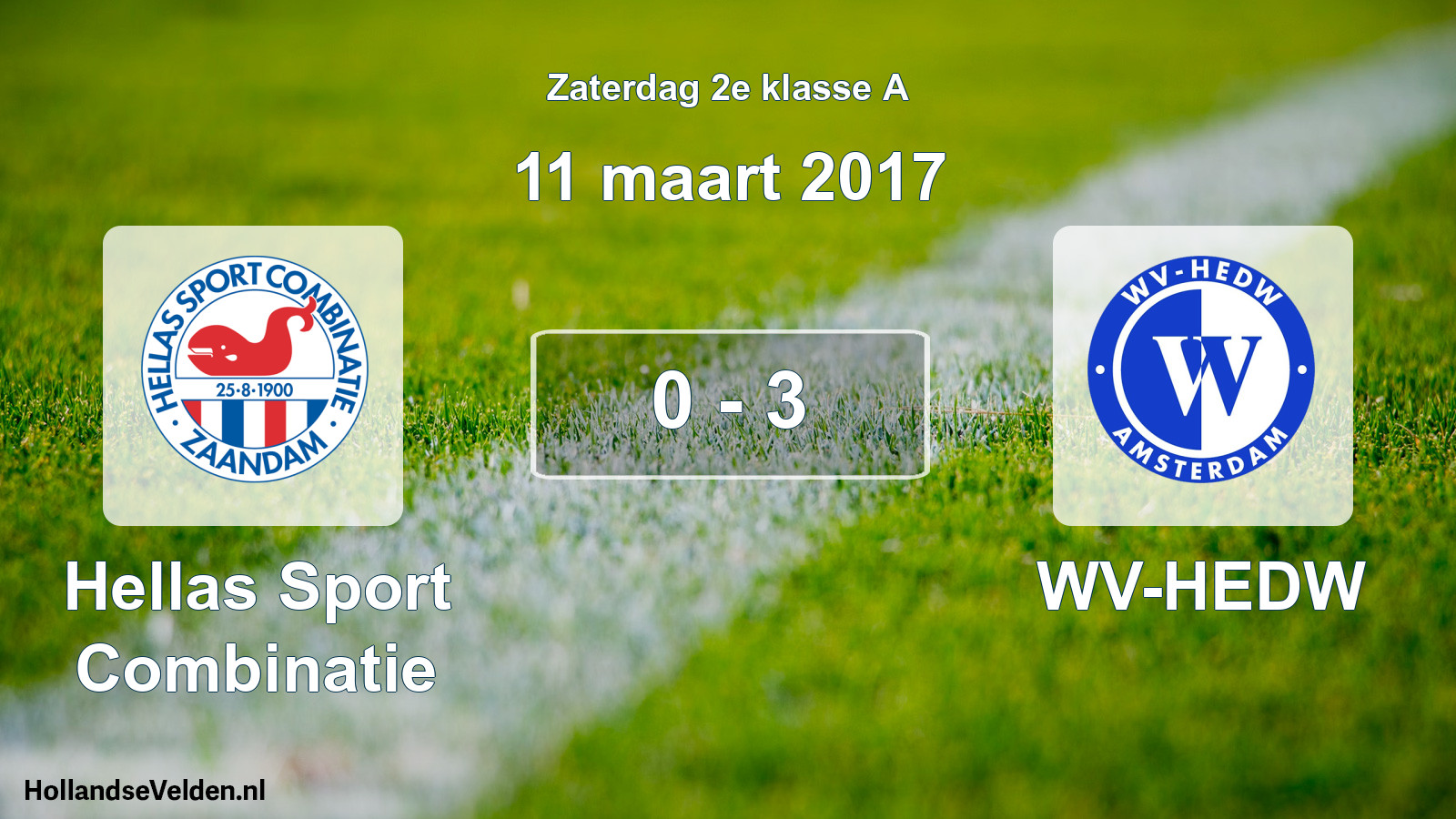 Total number of matches played: Hellas Sport Combinatie - WV-HEDW 0 - 3 (11 March 2017)