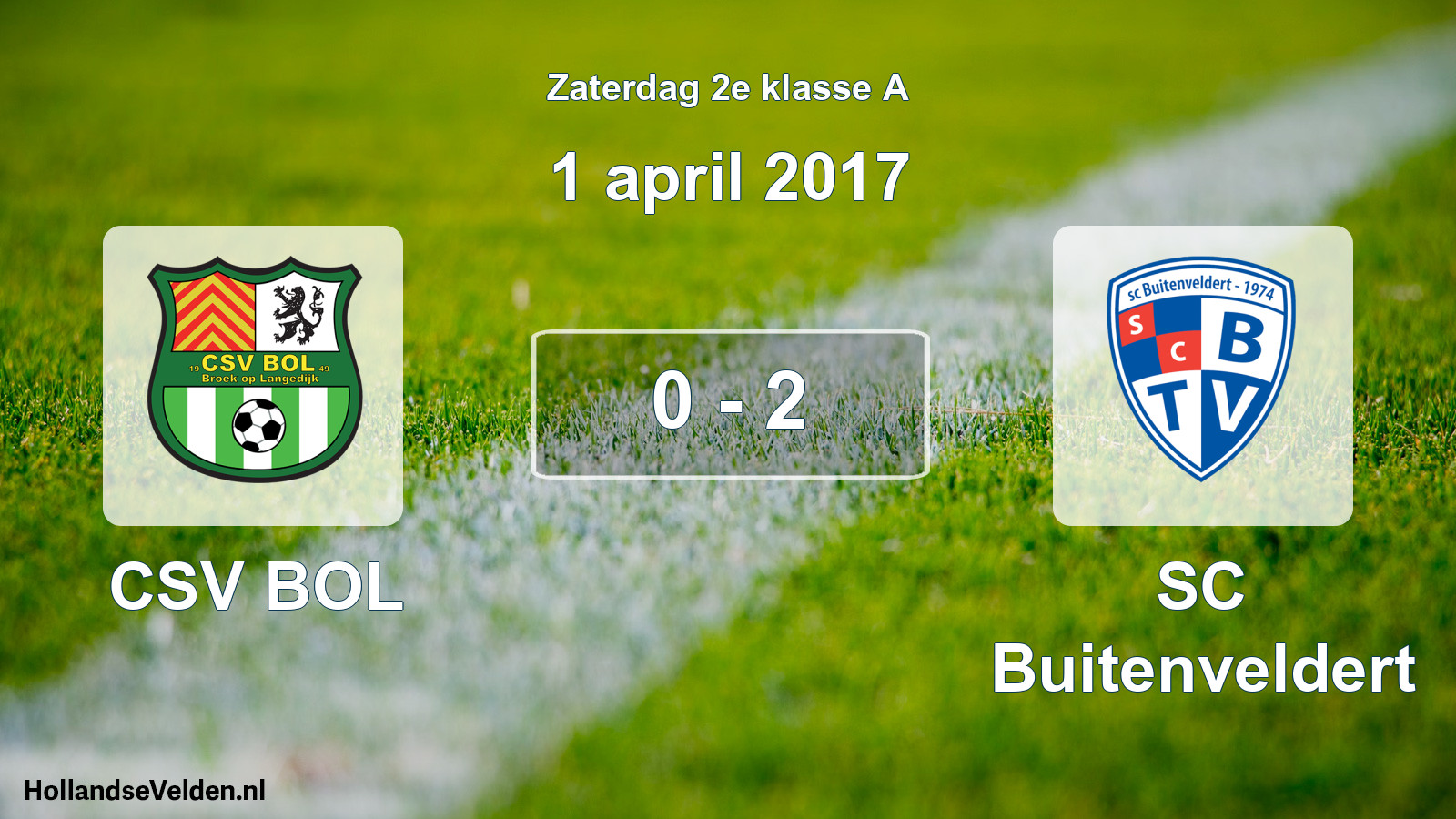 Total number of matches played: CSV BOL - SC Buitenveldert 0 - 2 (1 April 2017)