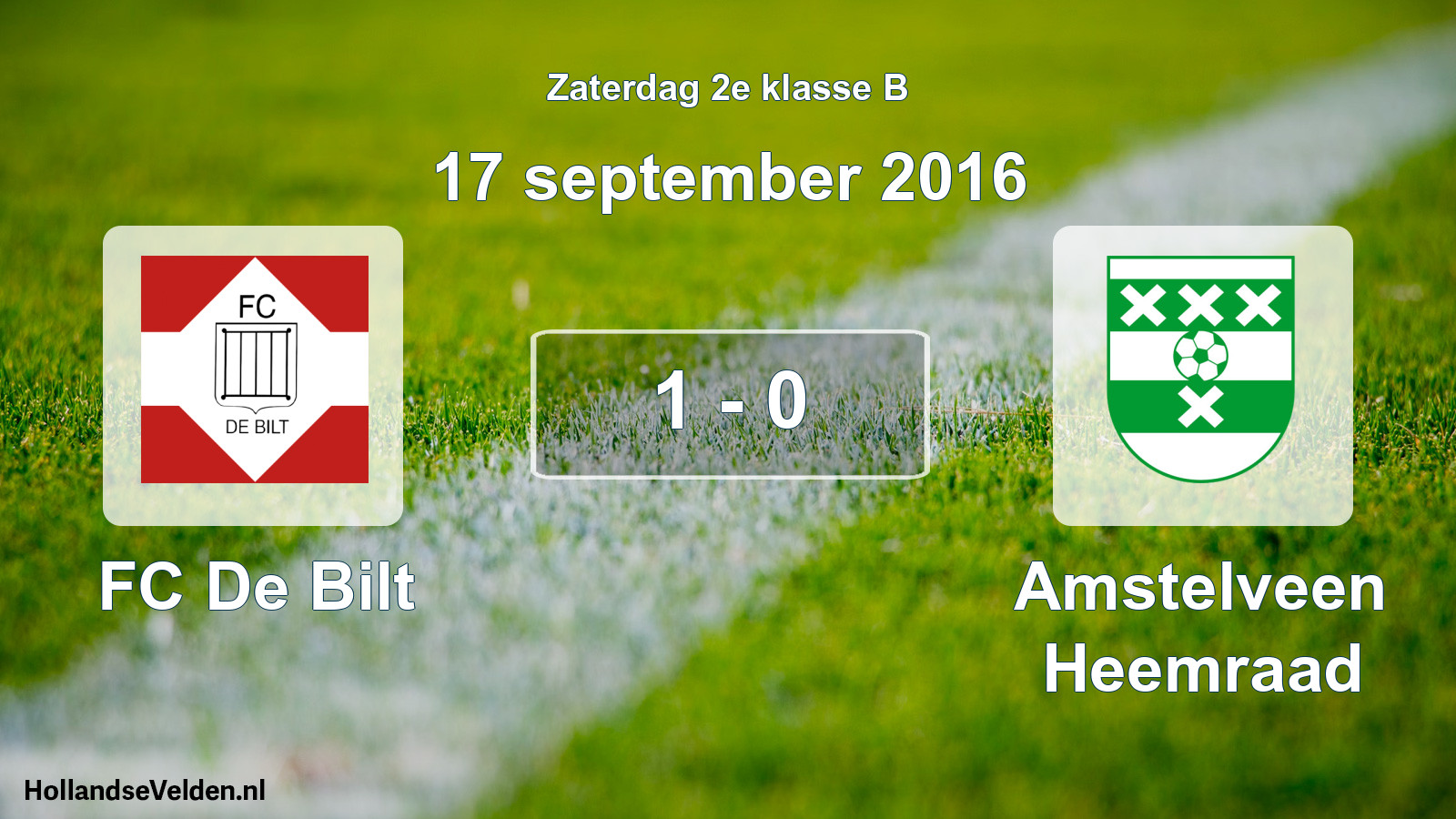 Total number of matches played: FC De Bilt - Amstelveen Heemraad 1 - 0 (17 September 2016)