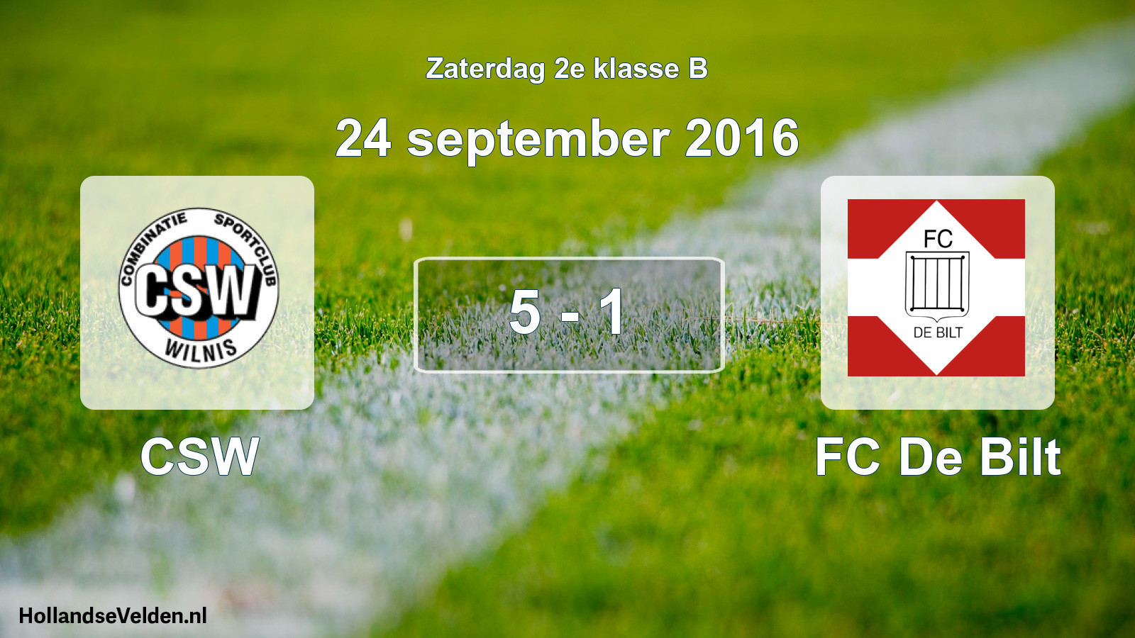 Total number of matches played: CSW - FC De Bilt 5 - 1 (24 September 2016)