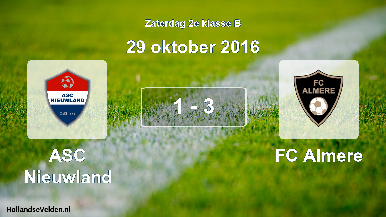 Total number of matches played: ASC Nieuwland - FC Almere 1 - 3 (29 October 2016)