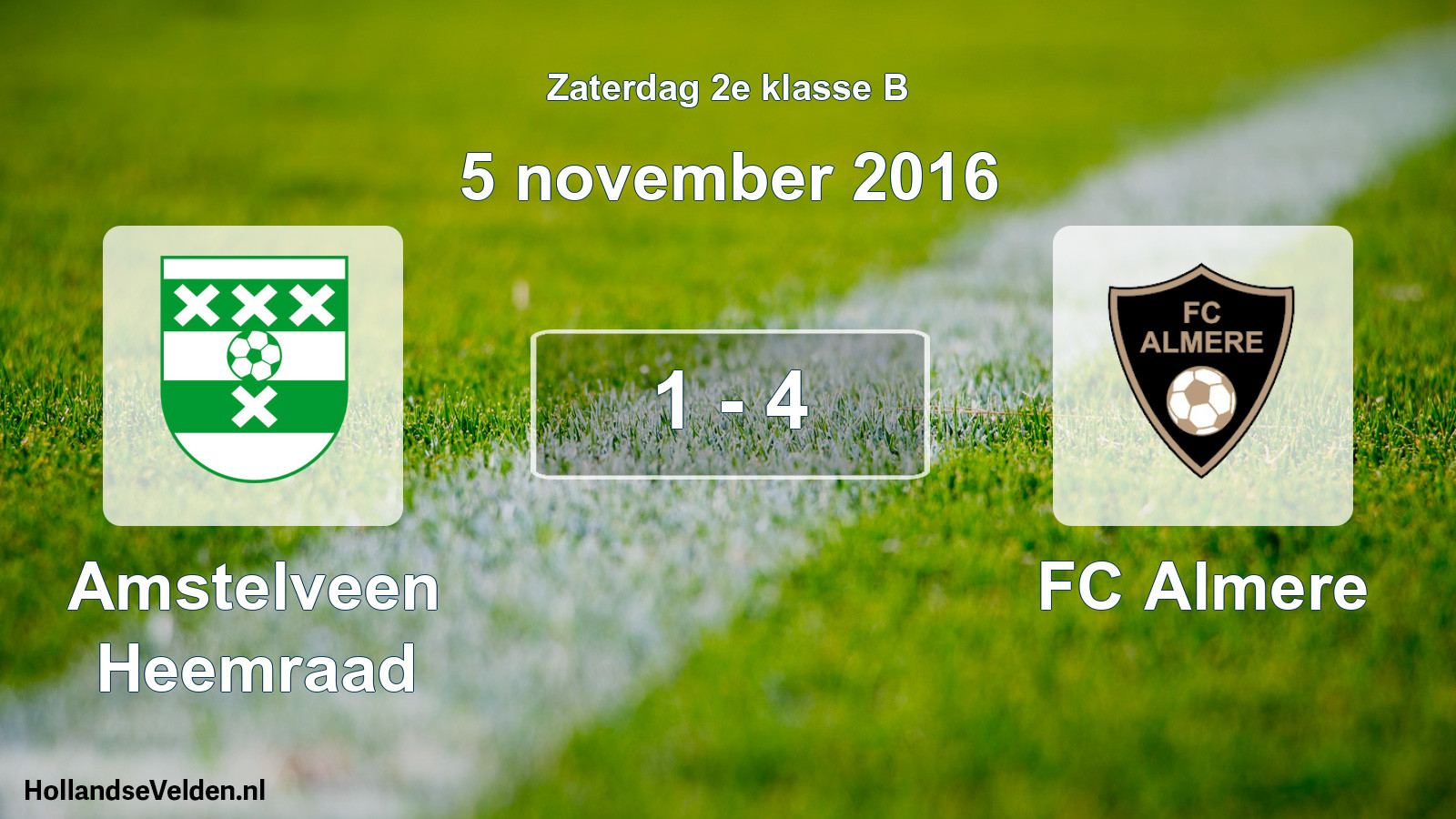 Total number of matches played: Amstelveen Heemraad - FC Almere 1 - 4 (5 November 2016)