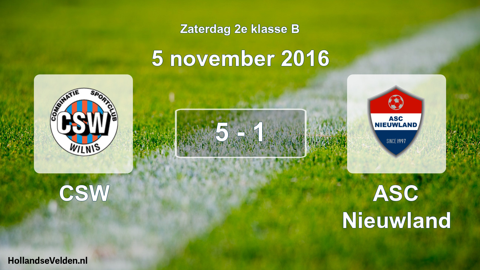 Total number of matches played: CSW - ASC Nieuwland 5 - 1 (5 November 2016)