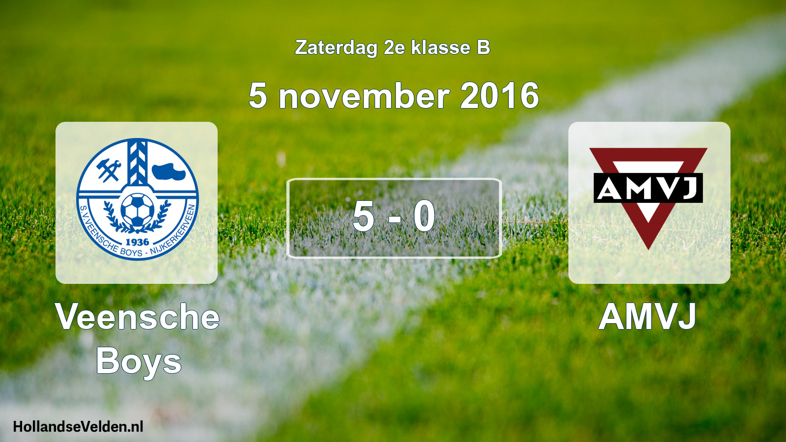 Total number of matches played: Veensche Boys - AMVJ 5 - 0 (5 November 2016)