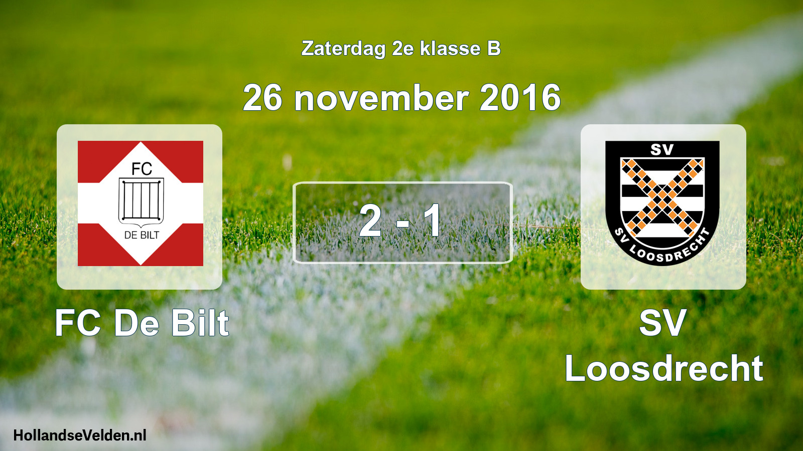 Total number of matches played: FC De Bilt - SV Loosdrecht 2 - 1 (26 November 2016)