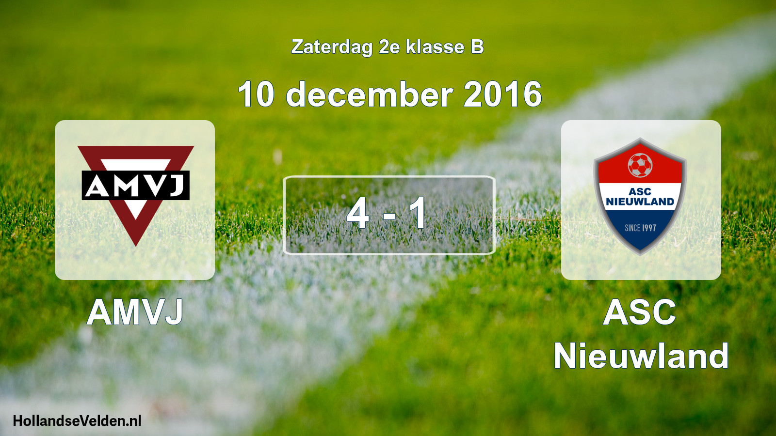 Total number of matches played: AMVJ - ASC Nieuwland 4 - 1 (10 December 2016)