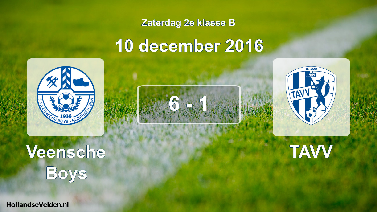 Total number of matches played: Veensche Boys - TAVV 6 - 1 (10 December 2016)