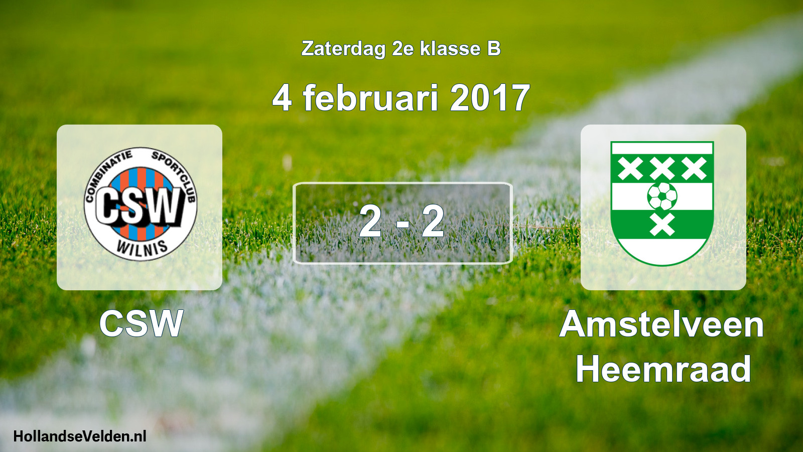 Total number of matches played: CSW - Amstelveen Heemraad 2 - 2 (4 February 2017)