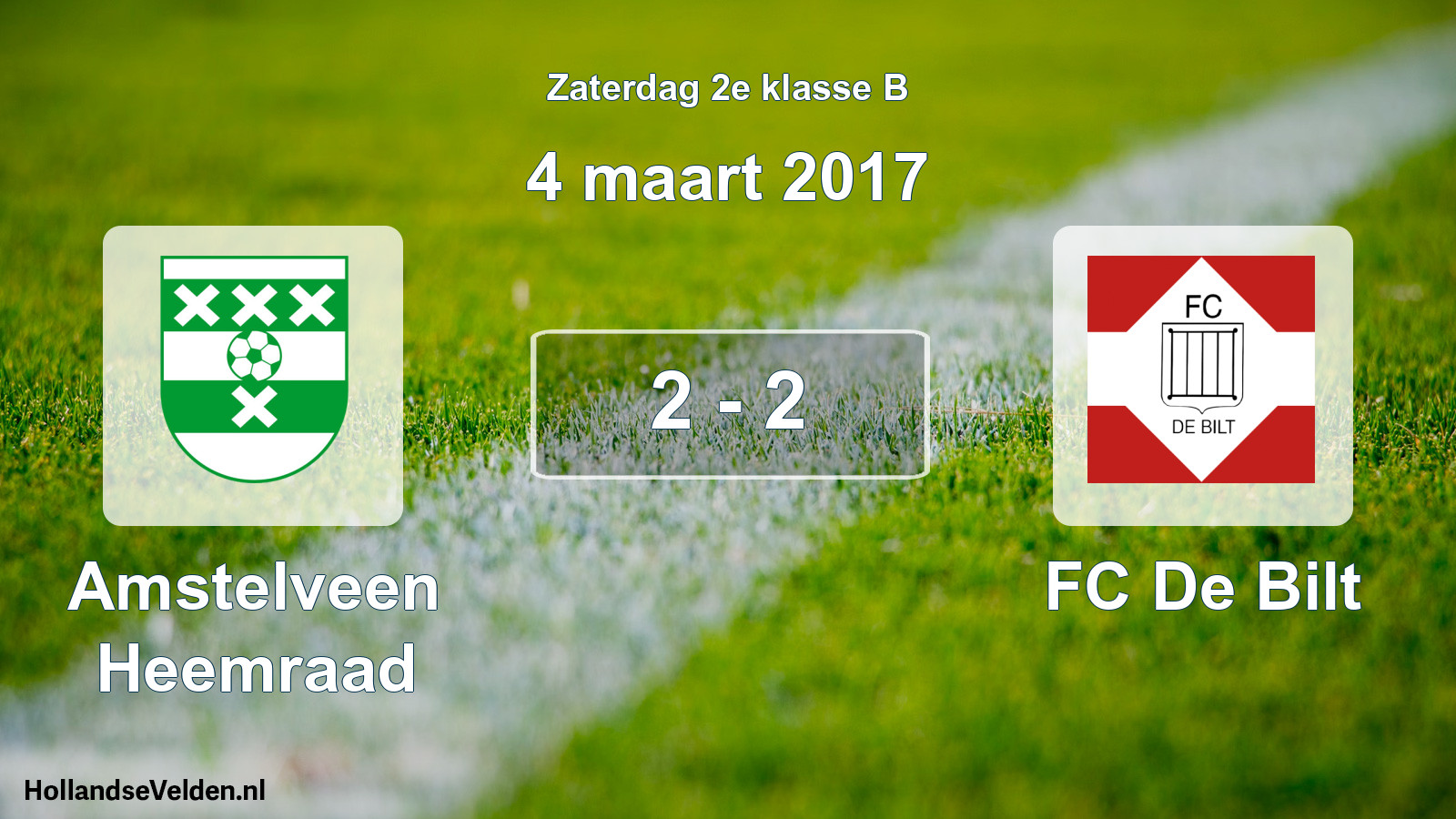 Total number of matches played: Amstelveen Heemraad - FC De Bilt 2 - 2 (4 March 2017)