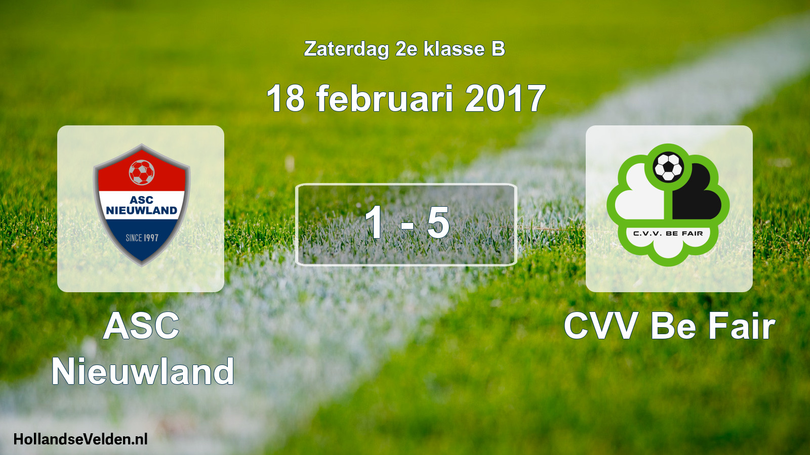 Total number of matches played: ASC Nieuwland - CVV Be Fair 1 - 5 (18 February 2017)