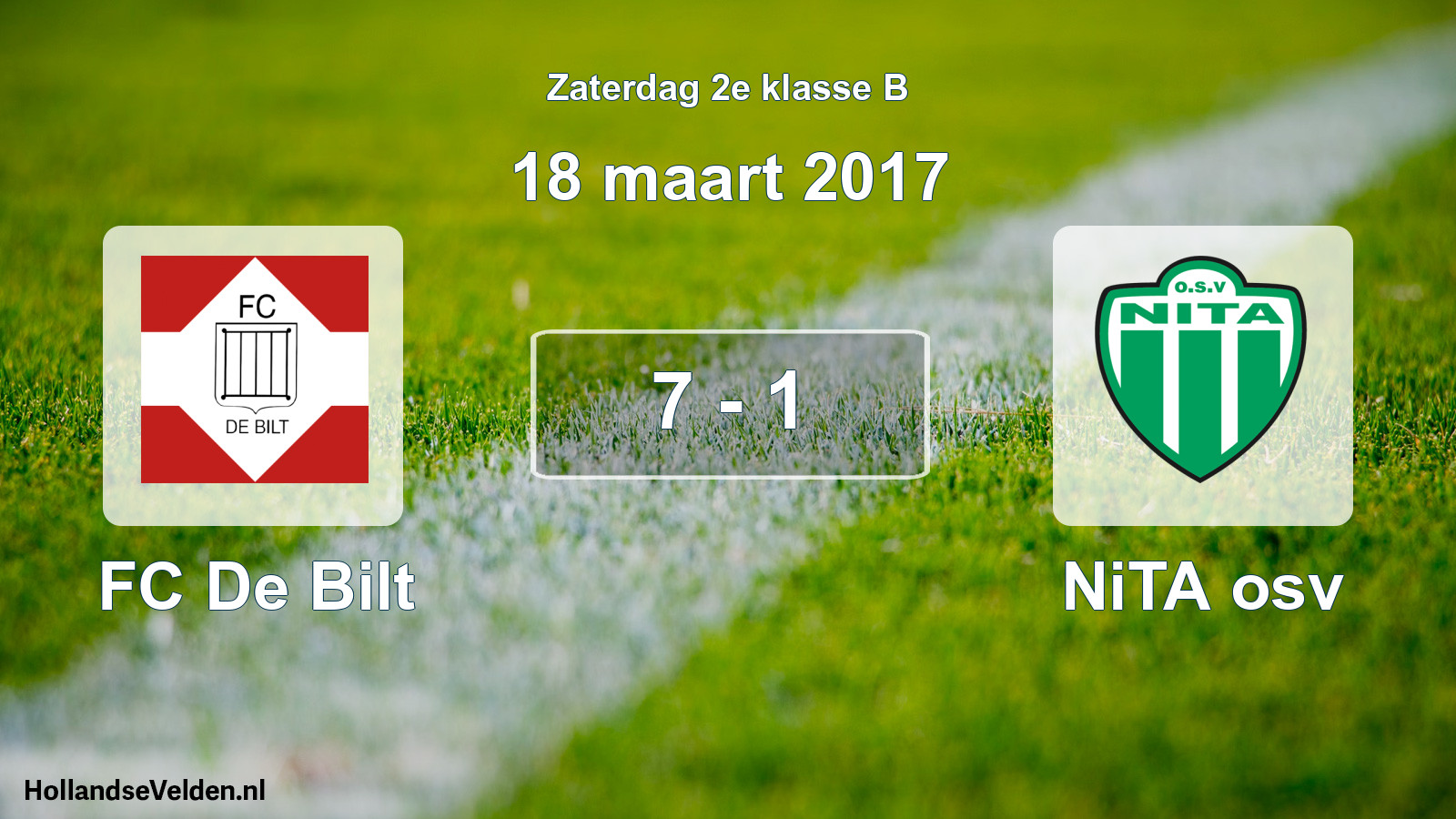 Total number of matches played: FC De Bilt - NiTA osv 7 - 1 (18 March 2017)